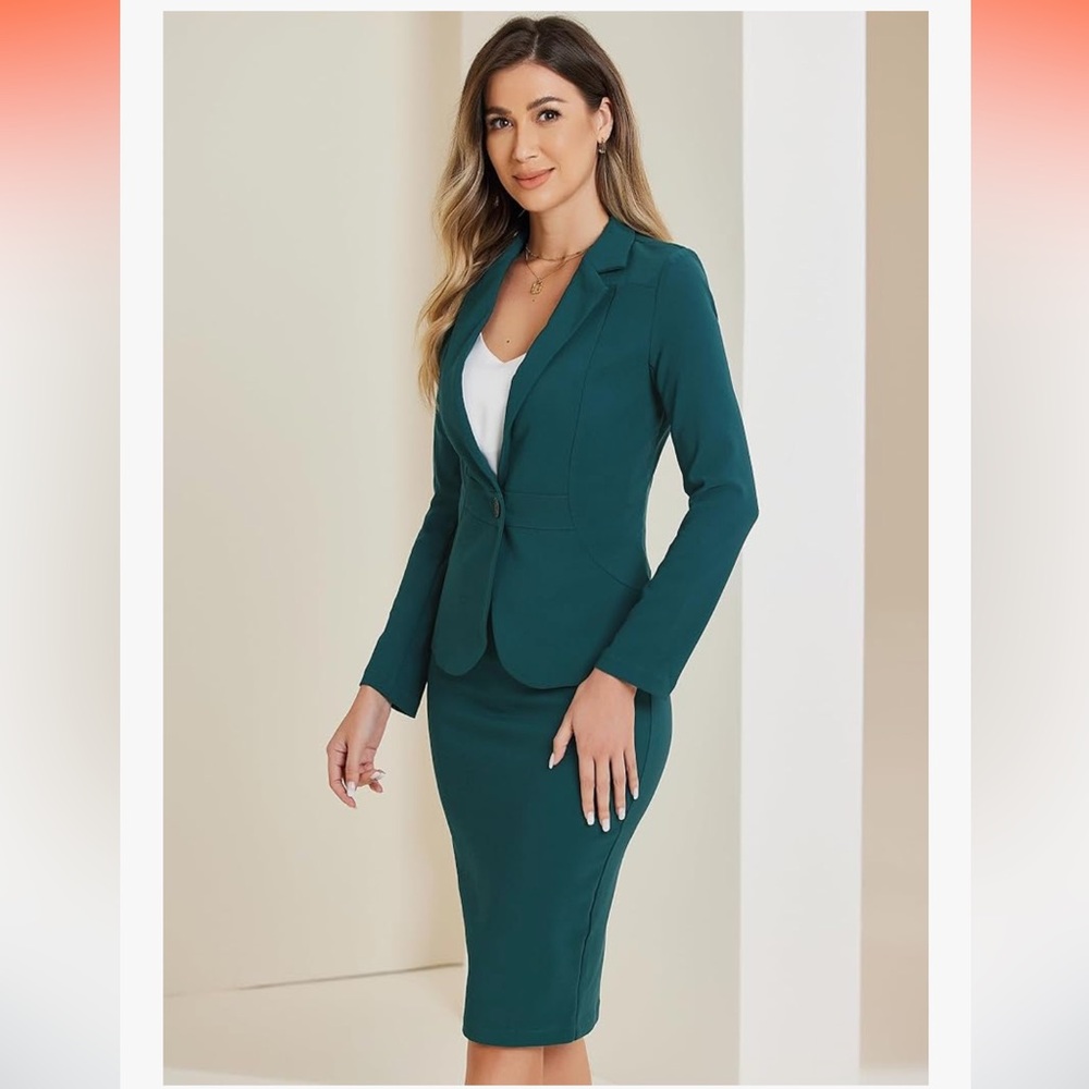 NWT Allegra K Women's 2 Piece Skirt Suit Set Blazer Pencil Skirt Outfit - Size M